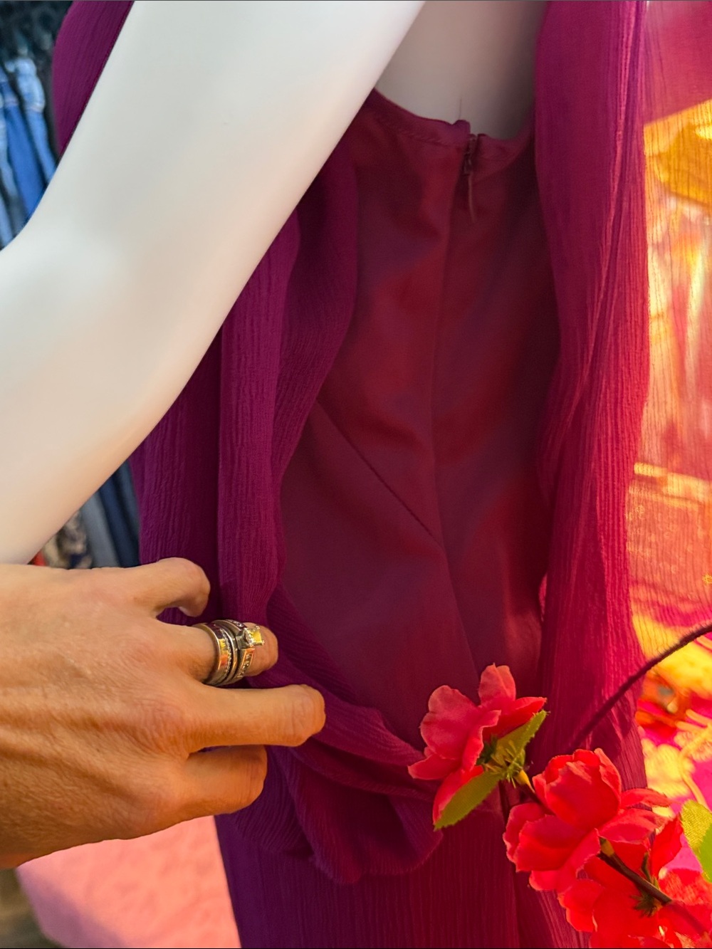 BCBG Pleated One-Shoulder Maxi Dress in Plum Berry - Picture 6 of 13
